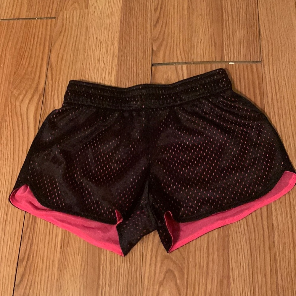 Girls black and pink large BCG gym shorts
